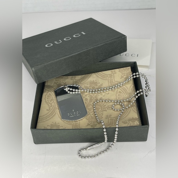 Gucci Dog Tag Ball Chain Necklace With Box - Picture 1 of 9